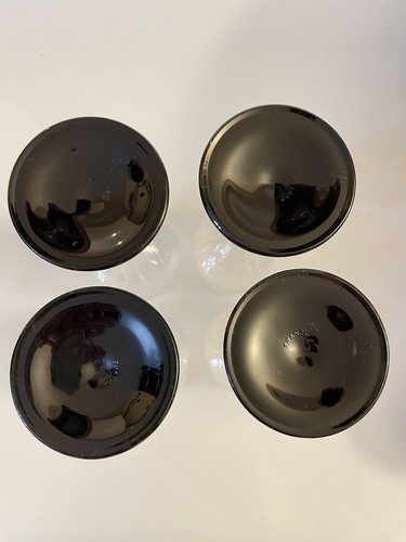 Vintage Luminarc Arcoroc Wine Glasses Black Stem Set Of 4 Marked France OnBottom - Picture 7 of 8