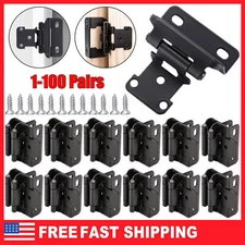 1/2" Overlay Semi Partial Wrap Around Kitchen Cabinet Hinges Black w/Screws