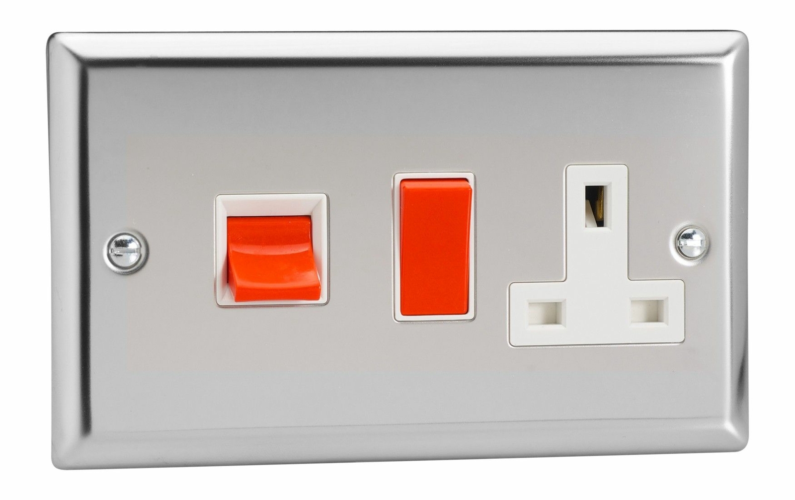 Varilight XC45PW Mirror Chrome 45A Cooker Switch + 13A Switched Socket