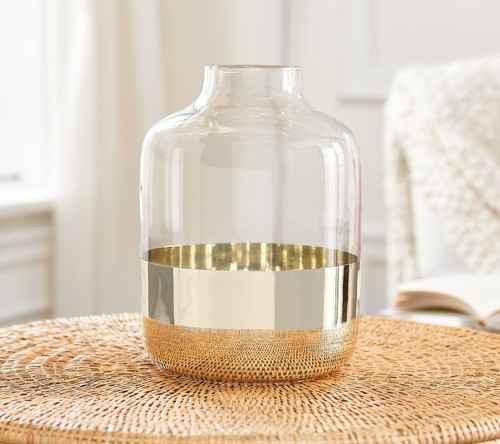 11" Gold Dipped Glass Vase by Lauren McBride - Picture 1 of 2