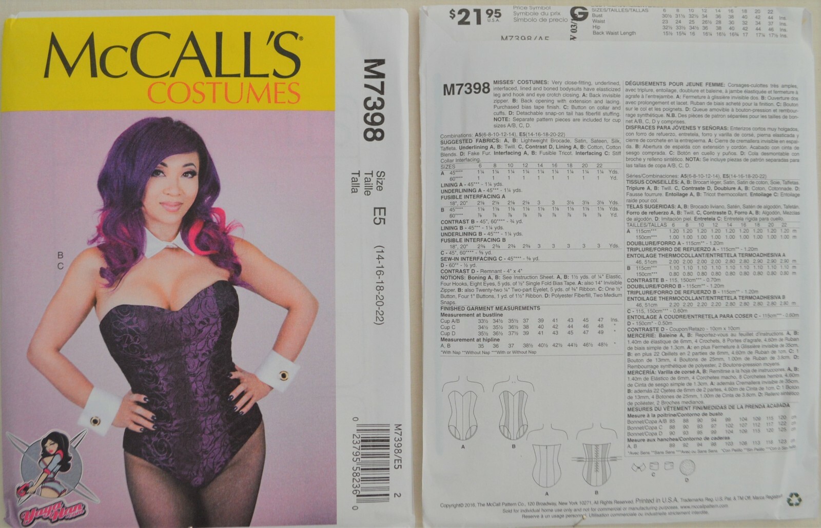 McCall's Sewing Pattern M7398 Women 6-14 Bodysuit Costume