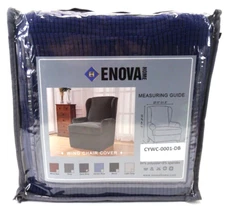 Chair Cover Enova Home Dark Blue Wing Chair Cover with Geometrical Texture NEW