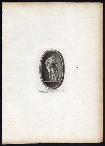 Antiker Druck-HERCULES-PORTRÄT-CLUB-AKT-Worlidge-1768