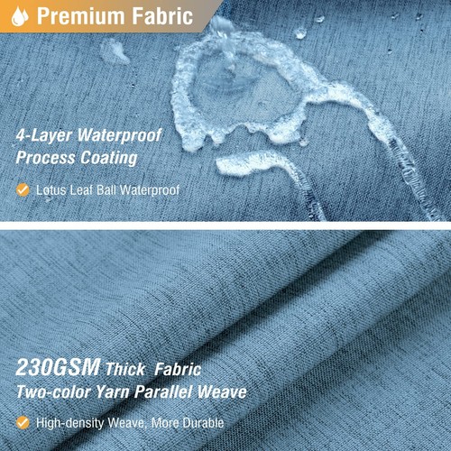 Extra Long Shower Curtain - 84 Inch Blue Linen Textured Heavy Duty Fabric Sho... - Picture 2 of 5