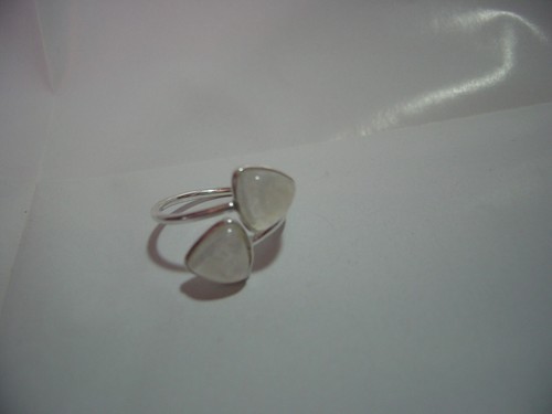 Vintage Solid Silver Ring-superb genuine RAINBOW shimmery moonstone Size n - Picture 2 of 10