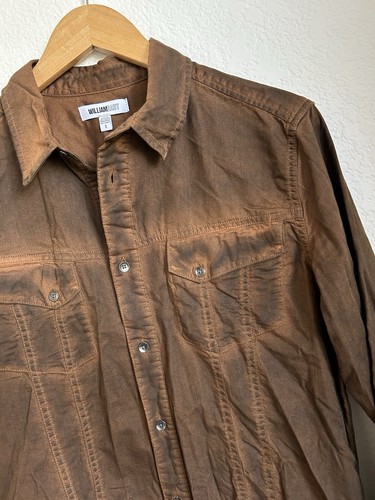 William Rast Oak Denim Button Shirt Mens Small $89 Brown Dyed Stars Western - Picture 3 of 11