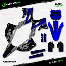 Gray & Blue Slick Racing Graphics Kit fits 12-15 Kawasaki Kxf450 KX450F  Decal