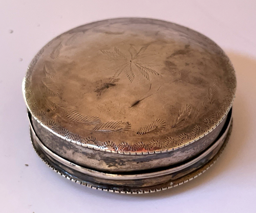 1800s Antique 835 Dutch Silver Etched Round Snuff Pill Box Hinged Minerva Lion - Picture 10 of 16