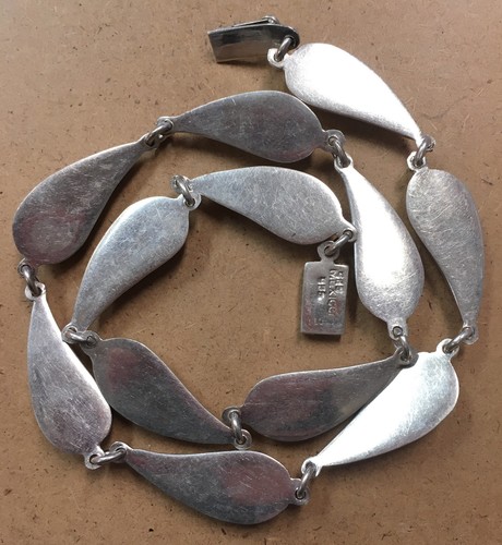 Pre-Eagle Mexico Sterling Silver 18" Teardrop Necklace w Box Clasp Unbranded 50g - Foto 5 di 9