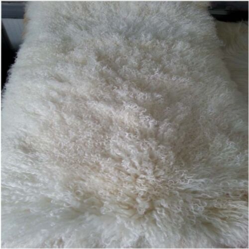 Mongolian Sheepskin hide Rugs Pelt Long Fur Sofa Throw Bedspread White 100x200cm - Picture 9 of 12