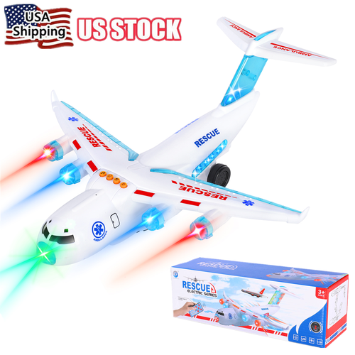 Flugzeug Spielzeug für Kinder Bump and Go elektrisches abnehmbares Flugzeug mit LED Licht Musik - Bild 1 von 36