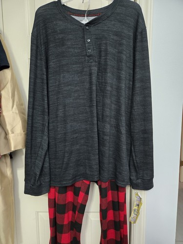 Muk Luks Womens PJ Set 1X Buffalo Plaid Bottoms, Gray Top UNISEX