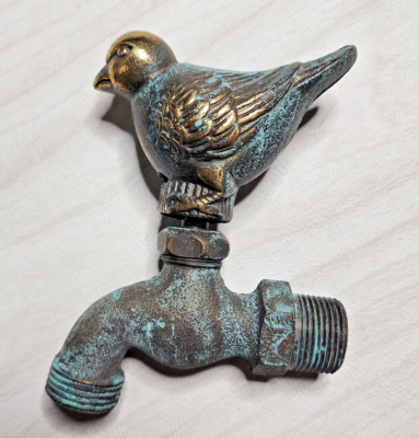 #ad Bird Brass Garden Tap Faucet Spigot Vintage Water Home Yard Decor Outdoor Patina $39.95