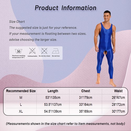 Sexy Men One Piece Sleeveless Skin-Tight Unitard Bodysuit Jumpsuits Bodystocking - Picture 62 of 98