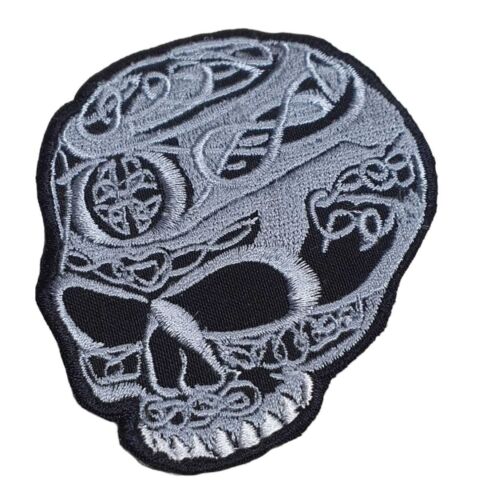 Popular Famous Skull skeleton Embroidered Iron On Sew Patch Biker badge message - Foto 52 di 61