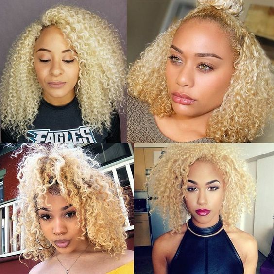 NEW ! Women Short Curly Wig Golden Brown-to-Golden Blonde Ombre 14 Inch Short Little Curly Wig  main image 4