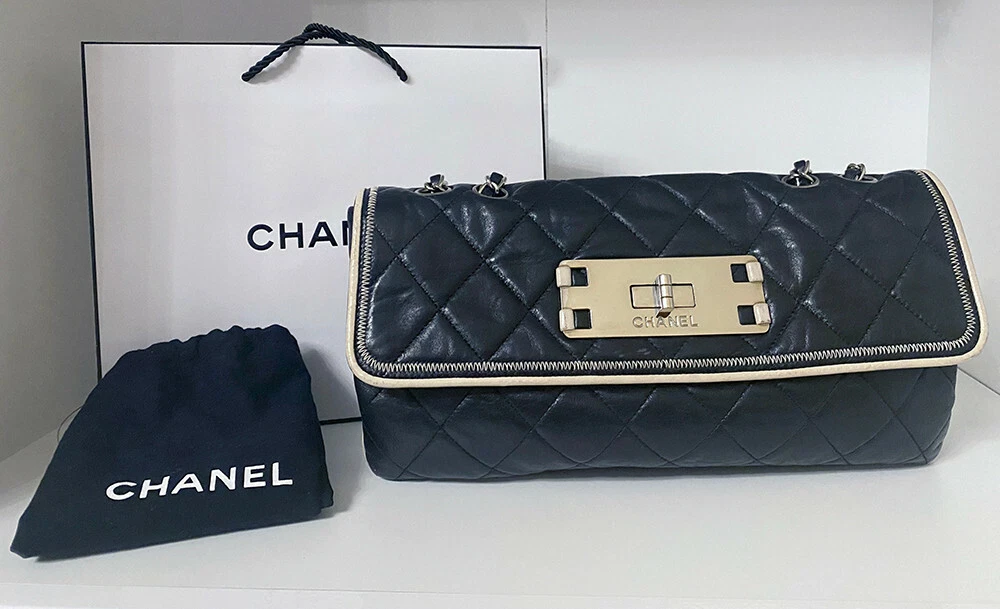 Chanel Quilted Lambskin Leather East West Flap Bag - 100% Authentic