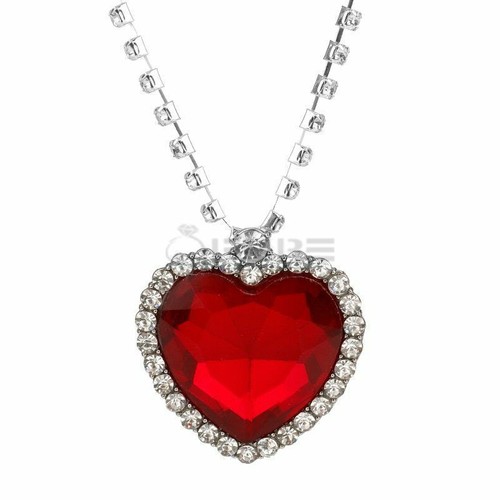 Luxurious Diamond Heart Shaped Pendant Sterling Silver Plated Titanic Necklace - Picture 26 of 33
