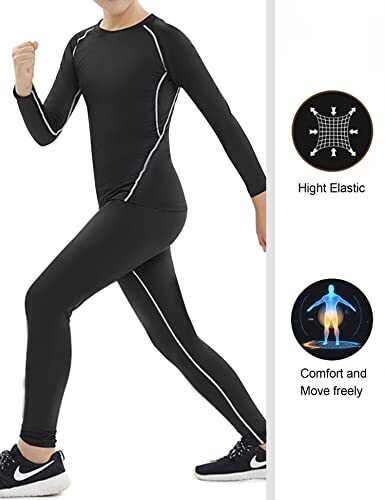 3/4 Pack Youth Boy’s Compression Pants Leggings Medium 2 Black 1 Blue 1grey - Picture 4 of 8