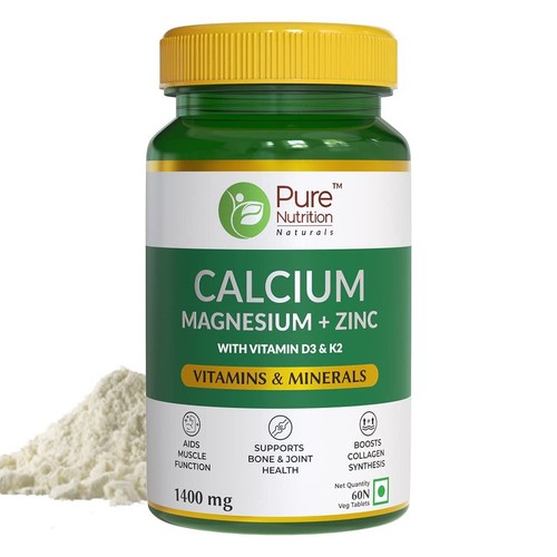 Pure Nutrition Calcium Magnesium, Zinc Tablets, 60 Tablets
