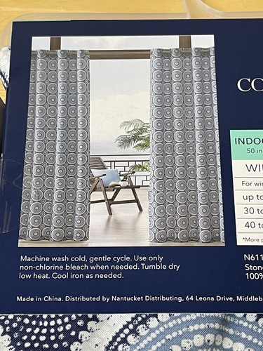 2 Coastal Living Seascapes Indoor/outdoor 50” X 84” Grommet Top Window Panel - Picture 5 of 6