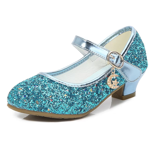 Girls Purple High Heels Princess Leather Shoes Children's Party Wedding Footwear - Picture 11 of 20