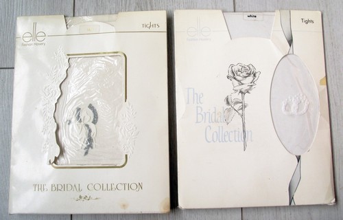 2 Pairs Vintage 1980s Elle 'Bridal Collection' Wedding Motif (Horseshoe) Tights