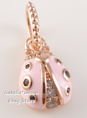 Fortuna Rosa Coccinella Originale PANDORA Rosa Placcato Oro/Smalto Ciondolo - Foto 1 di 5