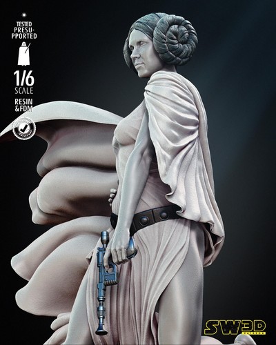 Princess Leia 3D Printed Figure, Iconic Star Wars Rebel Leader Statue, Unpainted - Picture 6 of 7