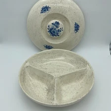 Vintage WEDGEWOOD Royal Blue Stoneware Divided Server