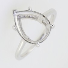 Sterling Silver Semi Mount Ring Setting Pear PE 11x8mm PE 10x4mm
