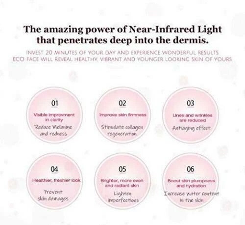 ECO FACE Near-infrared LED Photon Mask for Home Therapy 120 LED lights / Gold - Bild 4 von 9