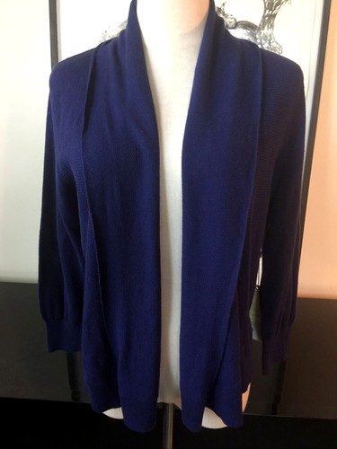Margaret O’Leary NWT Open Cardigan Sz L Blue Cotton Silk Blend Dress Topper $154 - Picture 2 of 9