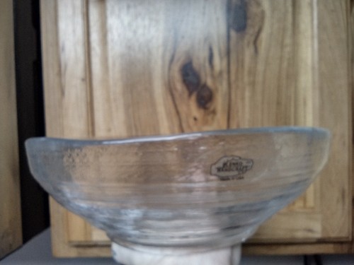 Large blenko handcrafted In USA Clear Swirl Bowl. Original sticker attached.read - Picture 1 of 11