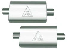 Pair of 2.5" High-Flow Single Chamber Universal Mufflers – Center In/Out