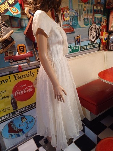 True Vtg Mid-century 50s 60s Kay Selig UNION LABEL Tulle Prom Wedding Dress MCM - Picture 12 of 22