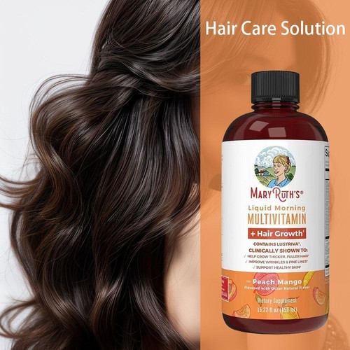 MaryRuth's Liquid Multivitamin Hair Growth Women Biotin Peach Mang o -450mL - Picture 2 of 9
