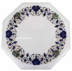 12" Table Top Marble lapis Lazuli Inlay Floral Handmade Home & Garden Decor