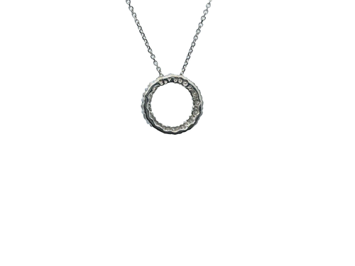 Collar redondo con halo de diamantes naturales de corte brillante en oro blanco de 14 k .75 CTW - Imagen 6 de 7