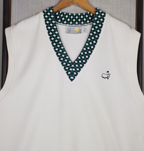 VTG SLAZENGER x MASTERS Thick Cotton/Poly Vest Size XL Mens White Argyle Golf - Picture 4 of 16