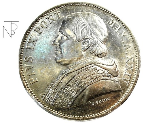 Roma-Stato Pontificio (Papa PIO IX) 5 Lire 1870 - FDC - Picture 1 of 10