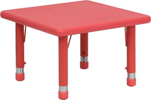 Mesa de actividades de plástico rojo ajustable de altura cuadrada de 24"" - mesa de juego para niños - Imagen 5 de 5