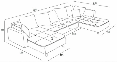 Ecksofa VEGAS grau/weiss - Bild 8 von 8