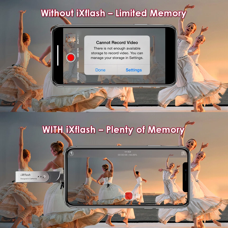 iXflash MFi 256 GB iPhone iPad unità flash chiavetta di memoria archiviazione Lightning USB-C - Immagine 2 di 4