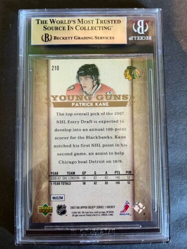 UD 2007-08 PATRICK KANE YOUNG GUNS #210 BGS 8.5 (WITH 2 X 9.5) YG RC BECKETT - Picture 2 of 2
