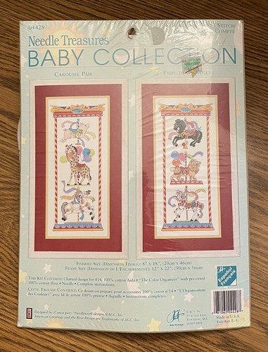 Counted Cross Stitch Kit Treasure Baby Collection Carousel Pair JCA Inc. USA