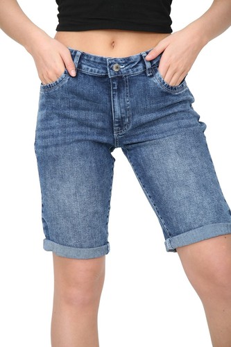 Women's Ladies Plain Denim Floral Embroidered Capri Ripped Skinny Shorts Bottom - Picture 31 of 34