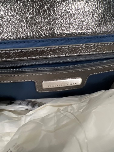 ISABELLA FIORE angle Carmen CLUTCH with strap 73033H pewter black 988 brand new - Picture 7 of 12