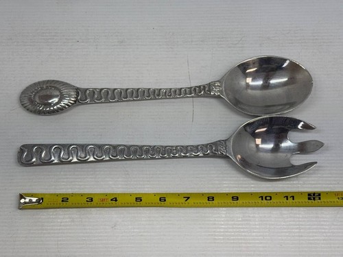 Vintage Lot Of 2 Salad Serving Silver Spoon & Fork / Made in Mexico 1995 - Picture 2 of 5