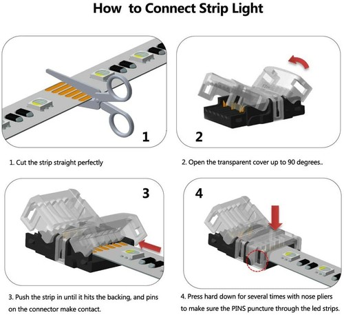 2/3/4/5/6 Pin strip to Strip Hippo Clips Connector for LED Strip Unsoldered Snap - Picture 40 of 43